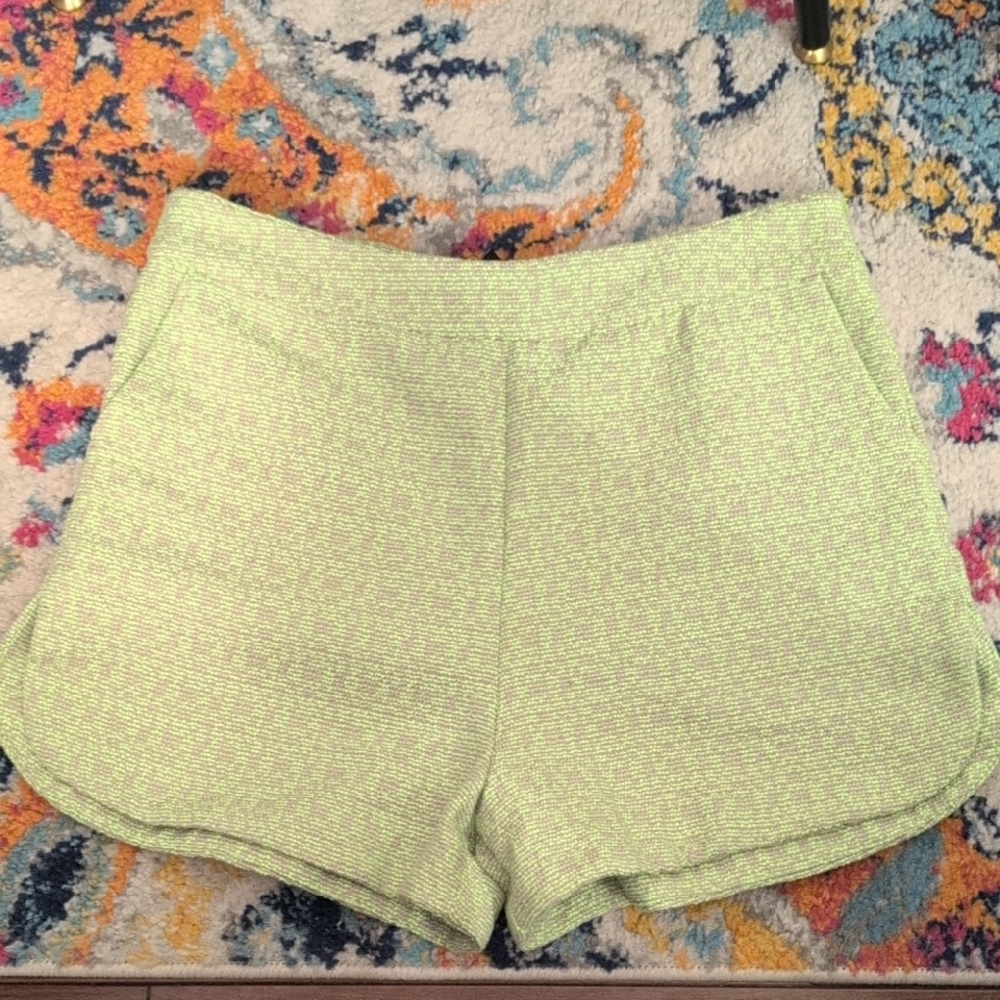 Women's Neon Green Tweed Shorts